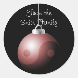 Adesivo Yin Yang Christmas Ball em vermelho