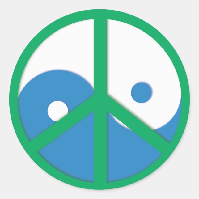 Adesivo Yin-Yang com sinal de paz (Frente)