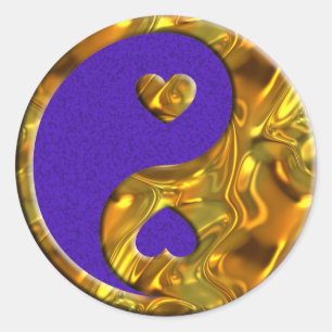 Adesivo Yin & Yang / Corações ouro salpico violeta
