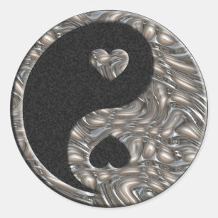 Adesivo Yin & Yang/corações PRATEIAM o splatter preto de