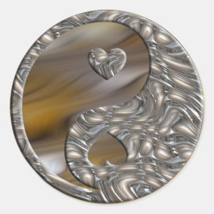 Adesivo Yin & Yang/corações PRATEIAM ondas amarelas