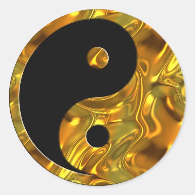 Adesivo Yin & Yang DOURADO | preto (Frente)