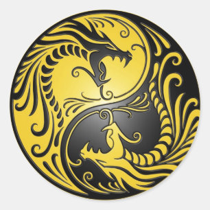 Adesivo Yin Yang Dragon, amarelo e preto