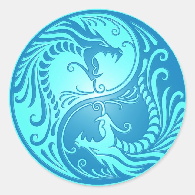 Adesivo Yin Yang Dragon, azul-claro (Frente)