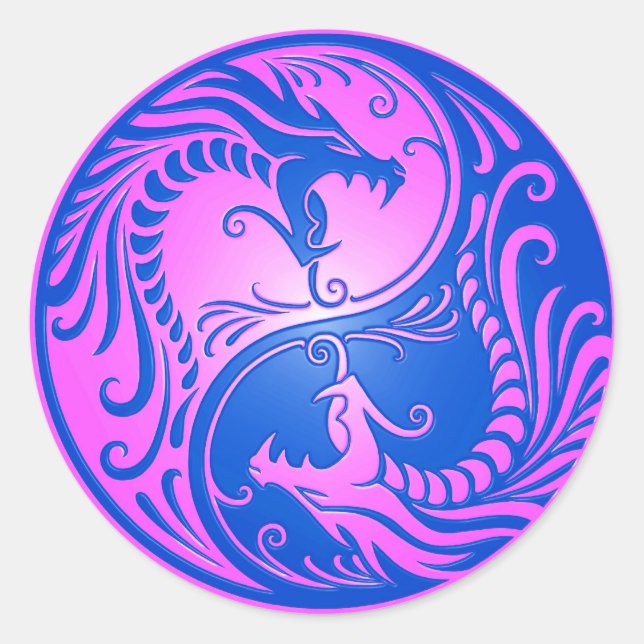 Adesivo Yin Yang Dragon, azul e roxo (Frente)