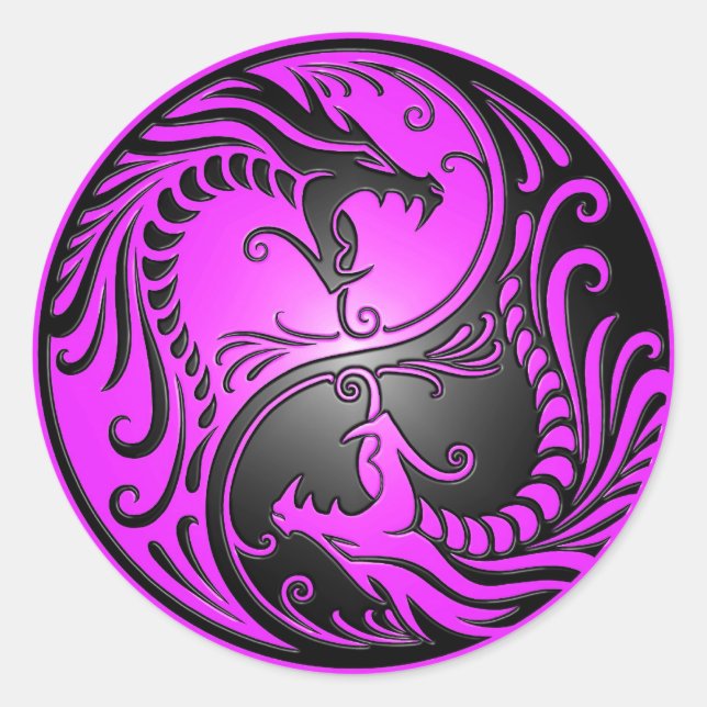 Adesivo Yin Yang Dragon, roxo e preto (Frente)