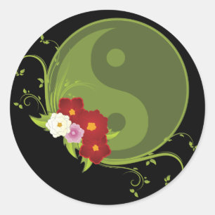 Adesivo Yin Yang e flores