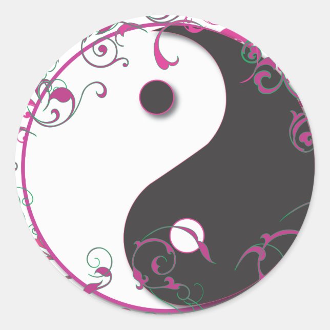 Adesivo Yin & Yang Floral Design (Frente)