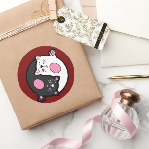 Adesivo Yin Yang Gatos Adormecidos em Preto e Branco 