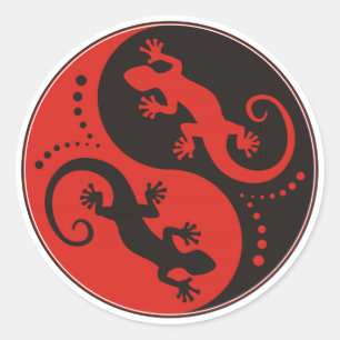 Adesivo YIN & YANG Geckos preto vermelho + sua ideia de fu