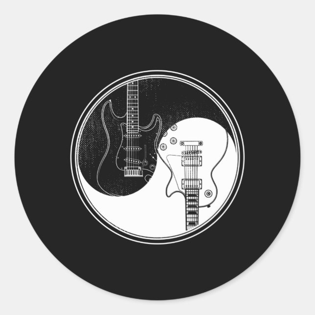 Adesivo Yin Yang Guitar Acoustic Rock Lover (Frente)
