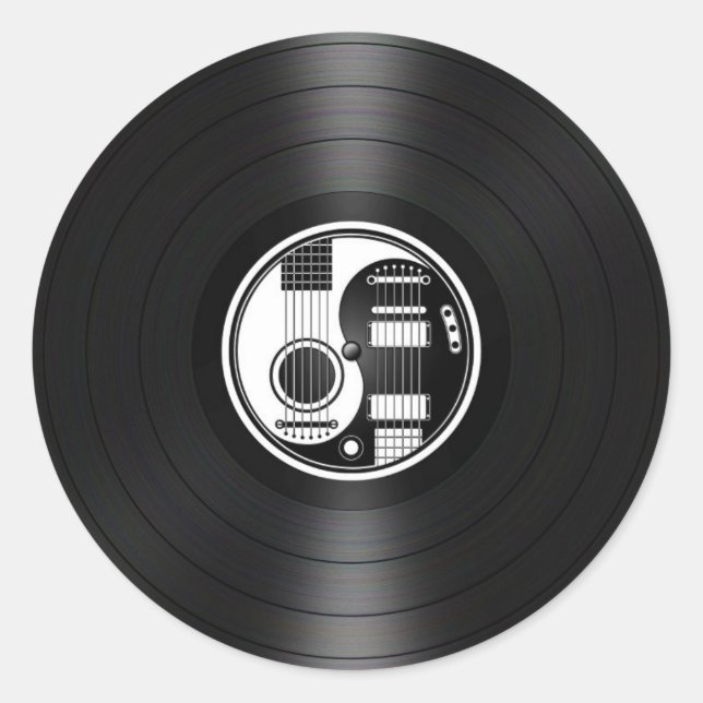 Adesivo Yin Yang Guitars branco e preto - Gráfico de vinil (Frente)