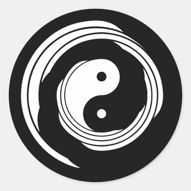 Adesivo Yin Yang Harmony em Movimento Espiral Branco Negro (Frente)