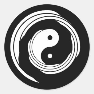 Adesivo Yin Yang Harmony em Movimento Espiral Branco Negro
