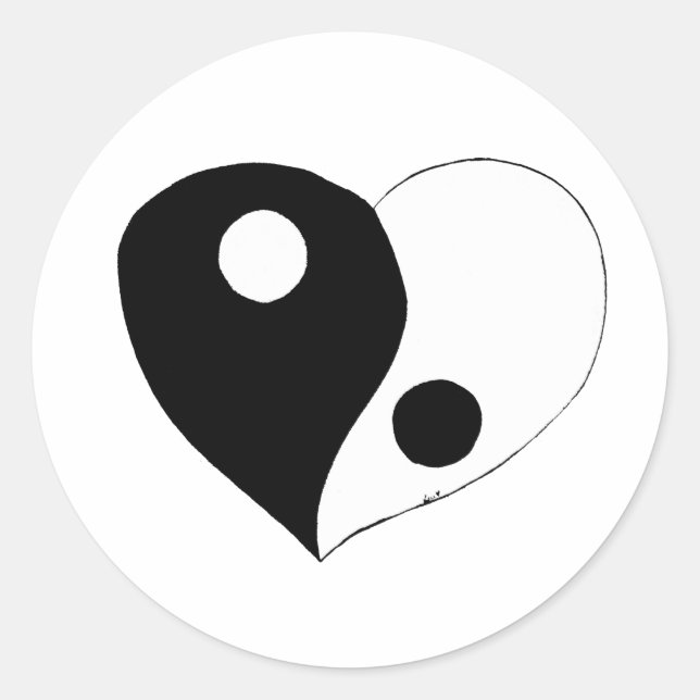 Adesivo Yin Yang Heart (B/W) (Frente)