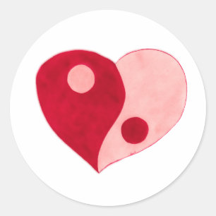 Adesivo Yin Yang Heart (Vermelho/Rosa)