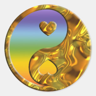 Adesivo Yin & Yang / Hearts gold cor de café