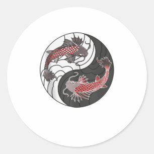 Adesivo Yin Yang Japonês Koi Fish
