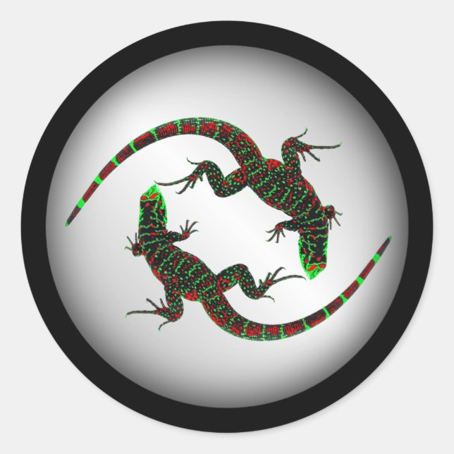 Adesivo Yin Yang Lizards Silver (Frente)