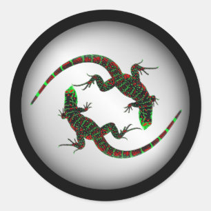 Adesivo Yin Yang Lizards Silver