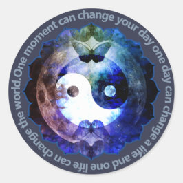 Adesivo Yin Yang Místico, Citação Inspiradora Espiritual