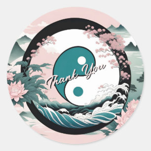 Adesivo Yin Yang, Montanha Floral Obrigado