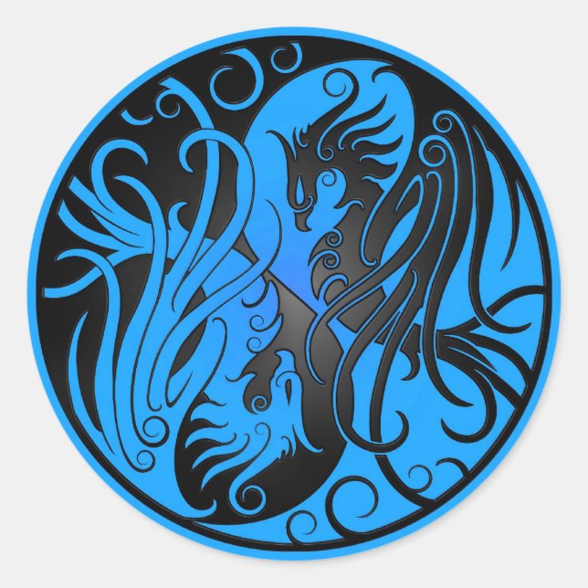 Adesivo Yin Yang Phoenix azul e preto (Frente)
