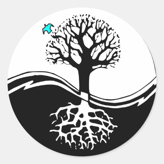 Adesivo Yin Yang Tree Of Life Black & White (Frente)