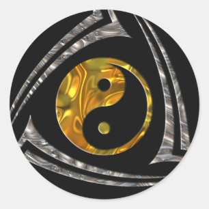 Adesivo Yin & Yang/tribal - preto da prata   do ouro