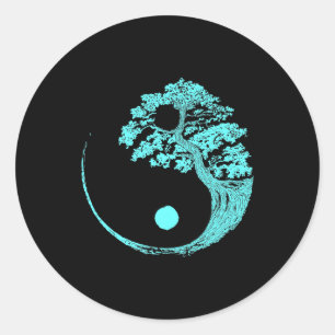 Adesivo Yin Yang Turquoise Blue Bonsai Tree Japonês
