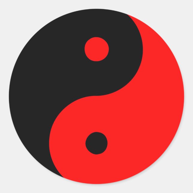 Adesivo Yin Ying Taoism Sinal de Taijitu Chinês Vermelho (Frente)