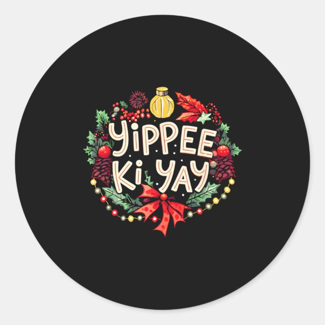 Adesivo Yippee-ki-yay Funny Christmas Party Long Sleeve  (Frente)