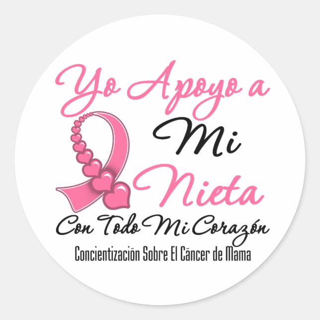 Adesivo Yo Apoyo a Mi Nieta - Cáncer de Mama (Frente)