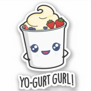 Adesivo Yo-gurt Gurl Engraçado Yogurt Pun