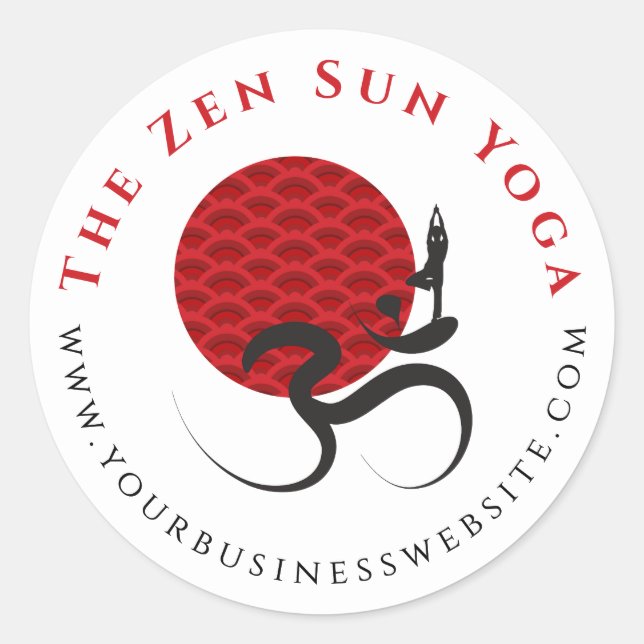 Adesivo Yoga do Sol Vermelho Asiático e Caligrafia Zen Mod (Frente)