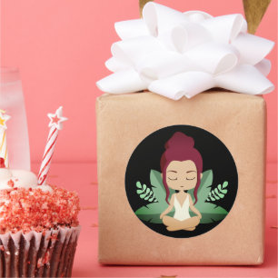 Adesivo Yoga Girl acalme bem-estar erguendo arte conscient