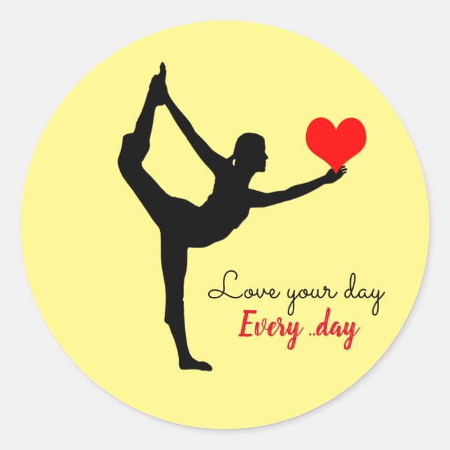 Adesivo Yoga Heart & Love your day, Todo dia / Yogini (Frente)