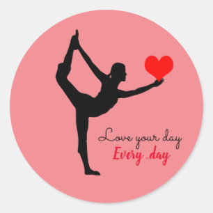Adesivo Yoga Heart & Love your day, Todo dia / Yogini