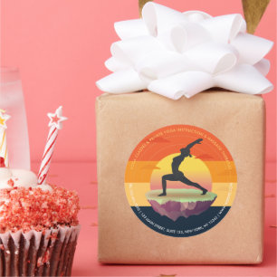 Adesivo Yoga Instrutor Meditation Pose Sun Flying Island