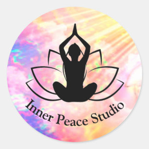 Adesivo Yoga Lotus Reiki Bem-estar Cor de Água Púrpura Ros