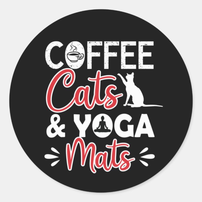 Adesivo Yoga Lover | Café Gato E Yoga Mats (Frente)