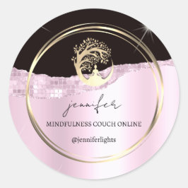 Adesivo Yoga Mindthing Terapista Couto Dourado Preto Rosa