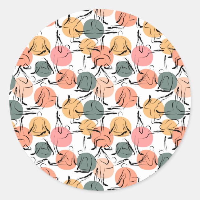 Adesivo Yoga poses pattern | Yoga seamless pattern 13 (Frente)