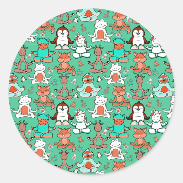 Adesivo Yoga poses pattern | Yoga seamless pattern 53 (Frente)
