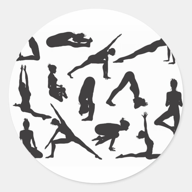 Adesivo Yoga posiciona mulheres silhuetas (Frente)