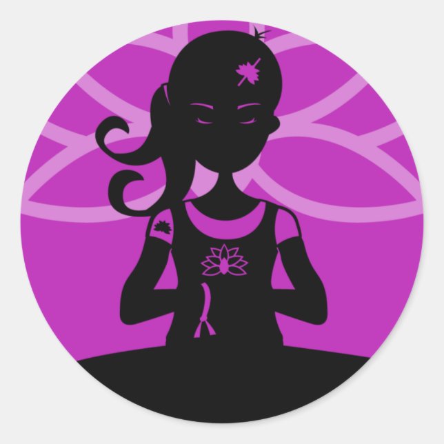 Adesivo Yoga Silhouker Roxo (Frente)