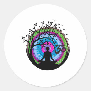 Adesivo Yoga Tree Crochet Om Mandala, tricô e costura Y