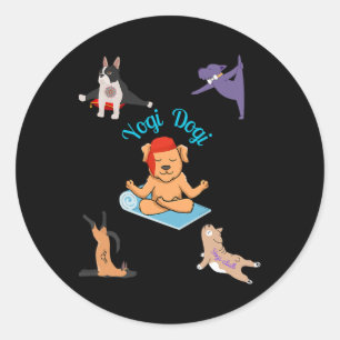 Adesivo Yogi Dogi V4. Arte de Ioga de Cachorro Divertido