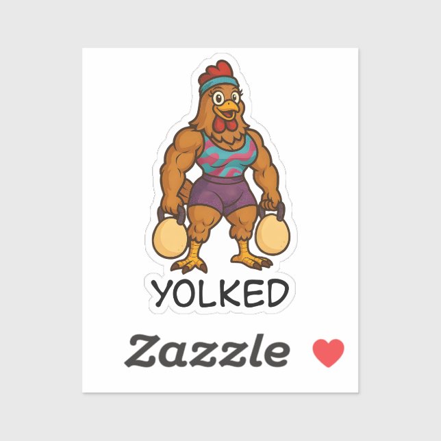 Adesivo Yolked Hen – Funny Strong Chicken Kettlebell Gym (Folha)