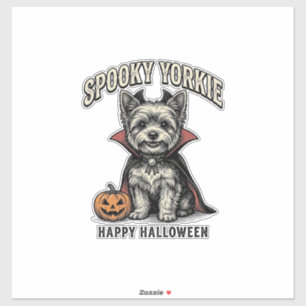 Adesivo Yorkie Assustador Design de Camisa Vintage de Hall